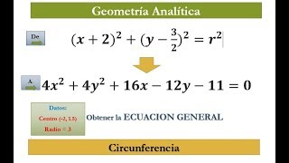 CIRCUNFERENCIA Transformar Ecuacion ORDINARIA a GENERAL  CASO 3 [upl. by Chessy797]