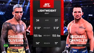 Charles Oliveira vs Michael Chandler 2 FULL FIGHT  UFC 5 AI Simulation [upl. by Niles]