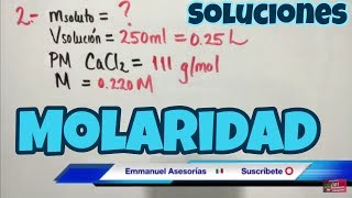 Molaridad de una Solución Cálculo de Soluto [upl. by Annoyek475]