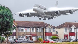 ✈️ 100 BIG PLANE TAKEOFFS and LANDINGS from UP CLOSE  London Heathrow Plane Spotting LHREGLL [upl. by Ardek]