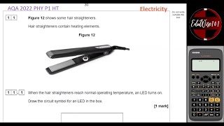 AQA GCSE Physics 2022  Paper 1 Q11 Higher Tier Past paper Questions Review Topic Electricity [upl. by Colburn426]