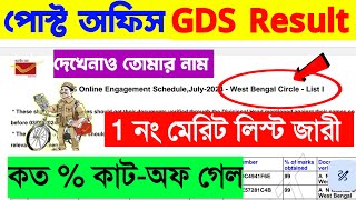 GDS Result 2024 🥳 GDS West Bengal CutOff 2024  GDS West Bengal Fast Merit List CutOff 2024  GDS🎉 [upl. by Iran]