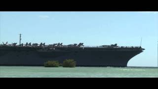 USS Nimitz Aircraft Carrier Crosses Pearl Harbor  RIMPAC 2012 [upl. by Swagerty]