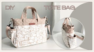 How To Make Tote Bag With Pockets  DIY Tote Bag With Pockets [upl. by Yelnoc862]