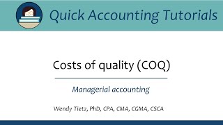 Costs of quality COQ Managerial accounting [upl. by Idnahk]