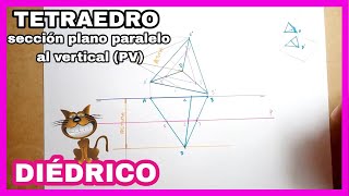 DIÉDRICO  sección💥 TETRAEDRO apoyado en plano vertical🚀 [upl. by Aba353]