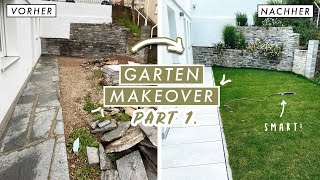 Garten Makeover  smarte Bewässerung installieren neuen Rasen anlegen  Fliesen amp Randsteine setzen [upl. by Sleinad596]