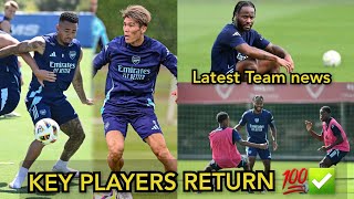 BREAKING ✅️ Gabriel Jesus Tomiyasu ampRaheem Sterling Arsenal Training Today Merino Return Date [upl. by Asillam]