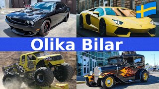 Olika Bilar  Namn amp Ljud  Fordon För Barn  Svenska [upl. by Ellenor]