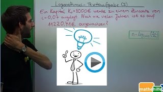 Logarithmus Textaufgabe 2  Kapitalanlage [upl. by Eeimaj]