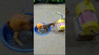 Diy mini motor water pump science project mini tractor making horse bathed video  120 [upl. by Aleil]