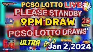 LIVE PCSO LOTTO 9PM DRAW RESULT JANUARY 2 2024 [upl. by Silirama38]