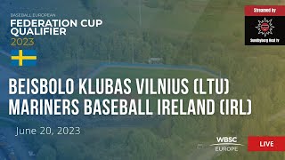 1 Baseball European Federation Cup Qualifier SWE Beisbolo Vilnius LTU VS Mariners Ireland IRL [upl. by Ytrebil]