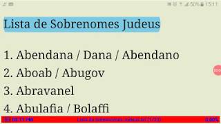 Lista de Sobrenomes de Famílias Judaicas [upl. by Nelsen]