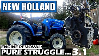 Engine Removal In Details Pure Struggle 😂 New Holland TC45  Shibaura N844L Part 31 [upl. by Adnilreb]