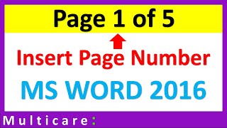 How to insert page number like 1 of 1 in ms word 2016 [upl. by Eidderf]