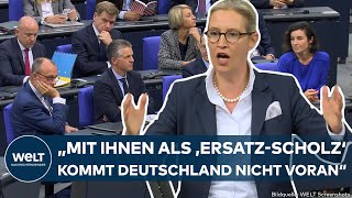 ALICE WEIDEL quotErsatzScholzquot AfDChefin attackiert Merz quotMit Ihnen kommt Deutschland nicht voranquot [upl. by Egwan]