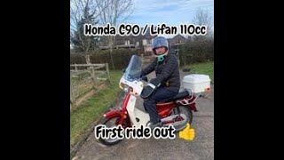 First ride out on the Honda C90  Lifan 110cc semiautomatic [upl. by Sutsugua]