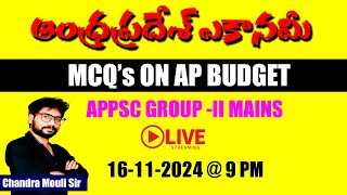 MCQs ON AP BUDGET appscgroup2classes APECONOMY APGROUP2 chandramoulisir freedemoclasses [upl. by Nivrem]