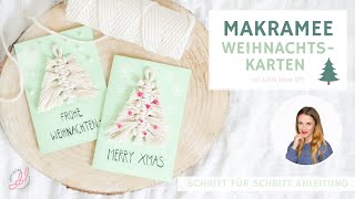 Makramee Weihnachtskarten mit Tannenbaum  DIY  Weihnachtsbaum [upl. by Arinaj]