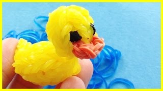 Rainbow Loom Charms 3D Rubber Ducky  How to make with loom bands [upl. by Nugent]