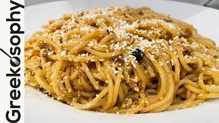 Greek Recipes  Makaronia Me Kima Spaghetti with Minced Meat [upl. by Rustie]