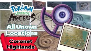 All Unown Locations Coronet Highlands  Pokémon Legends Arceus [upl. by Leopoldine]