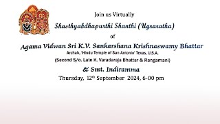 Shasthyabdhapurthi Shanthi  KV Sankarshana Krishnaswamy Bhattar amp Indiramma  1292024  Live [upl. by Haugen]