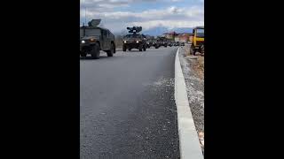 🇽🇰 Kosova army mechanised regiment convoy passing by [upl. by Ayrb472]