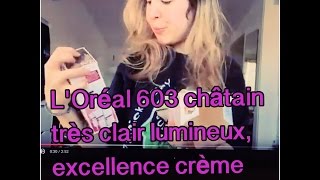 Blond à Châtain coloration à la maison Châtain très clair lumineux 603 LOréal Excellence crème [upl. by Blankenship530]