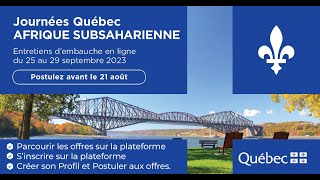 Journées Québec Afrique Subsaharienne Trouver une offre demploi en ligne et postuler [upl. by Justinn]