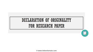 How to Write a Declaration or Statement of Originality for Research Paper [upl. by Nyrraf]