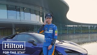 Meet Lando Norris The Chauffeur  Hilton [upl. by Ahsrop617]