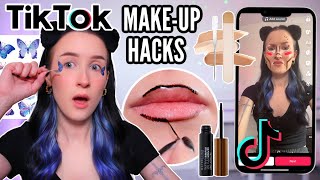 TESTING TIKTOK MAKEUP HACKS  PRODUCTS do they actually work [upl. by Arukas]