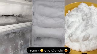 Frozen Freezer 😍 Fluffy and crunchy frost 🤤 soft frost 😌 eating from a bowl 🥰 ASMR ♥️ [upl. by Brocklin]