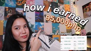 HOW I EARNED ₱95000 AS A STUDENT with no investments  freelancing  how i get clients for FREE [upl. by Flem]