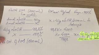 Cálculo de Preparo e diluição de solução NaOH 1M [upl. by Trevethick105]