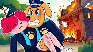 Sheriff Labrador Saves Papillon from FIRE  Very Sad Story  Sheriff Labrador Animation [upl. by Eluj]