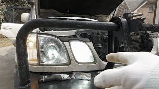 DIY headlight upgrade for Lexus LX470 Auxito high beam LED bulbs [upl. by Anelehs]