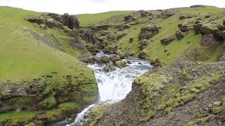 the small waterfalls behind Skogafoss waterfall in Iceland [upl. by Andreana]