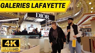 Les Galeries Lafayette Haussmann Paris Walking Tour【4K 60fps】 🇫🇷 France luxury shopping mall [upl. by Trik]