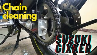 CHAIN CLEANING  SUZUKI GIXXER 155 [upl. by Henarat263]