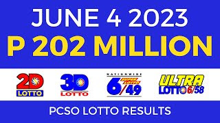 Lotto Result June 4 2023 9pm PCSO [upl. by Zurciram433]