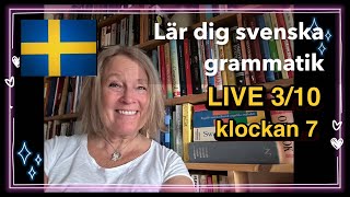 Grammatik LIVE ställ frågor  Lär dig svenska svenskamedmarie [upl. by Ylrebmek965]