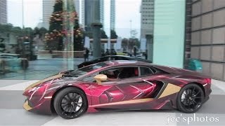 Iron Man Lamborghini Aventador in Singapore  Loud Accelerations [upl. by Ludovika706]