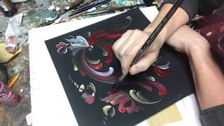 Rosemaling Freehand tutorial Lise Lorentzen ASMR [upl. by Lonee482]