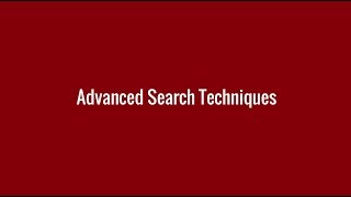 Advanced Search Techniques [upl. by Veradis562]