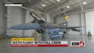 Holloman AFB unit completes 100th F 16 flight with full active duty crew [upl. by Fital]