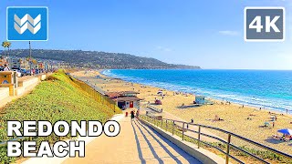 4K SCENIC WALK Redondo Beach Esplanade in South Bay Los Angeles California  Walking Tour 🎧 [upl. by Annahael157]