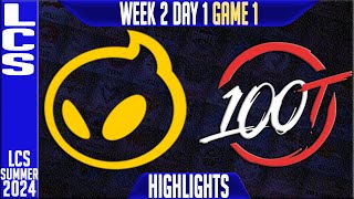 100 vs DIG Highlights Game 1  LCS W2D1 Summer 2024  100 Thieves vs Dignitas Week 2 Day 1 G1 [upl. by Lleinnad]